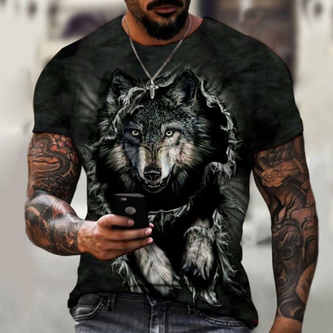 Men's Crew Neck Casual Beast 3D Digital Printing Short Sleeve