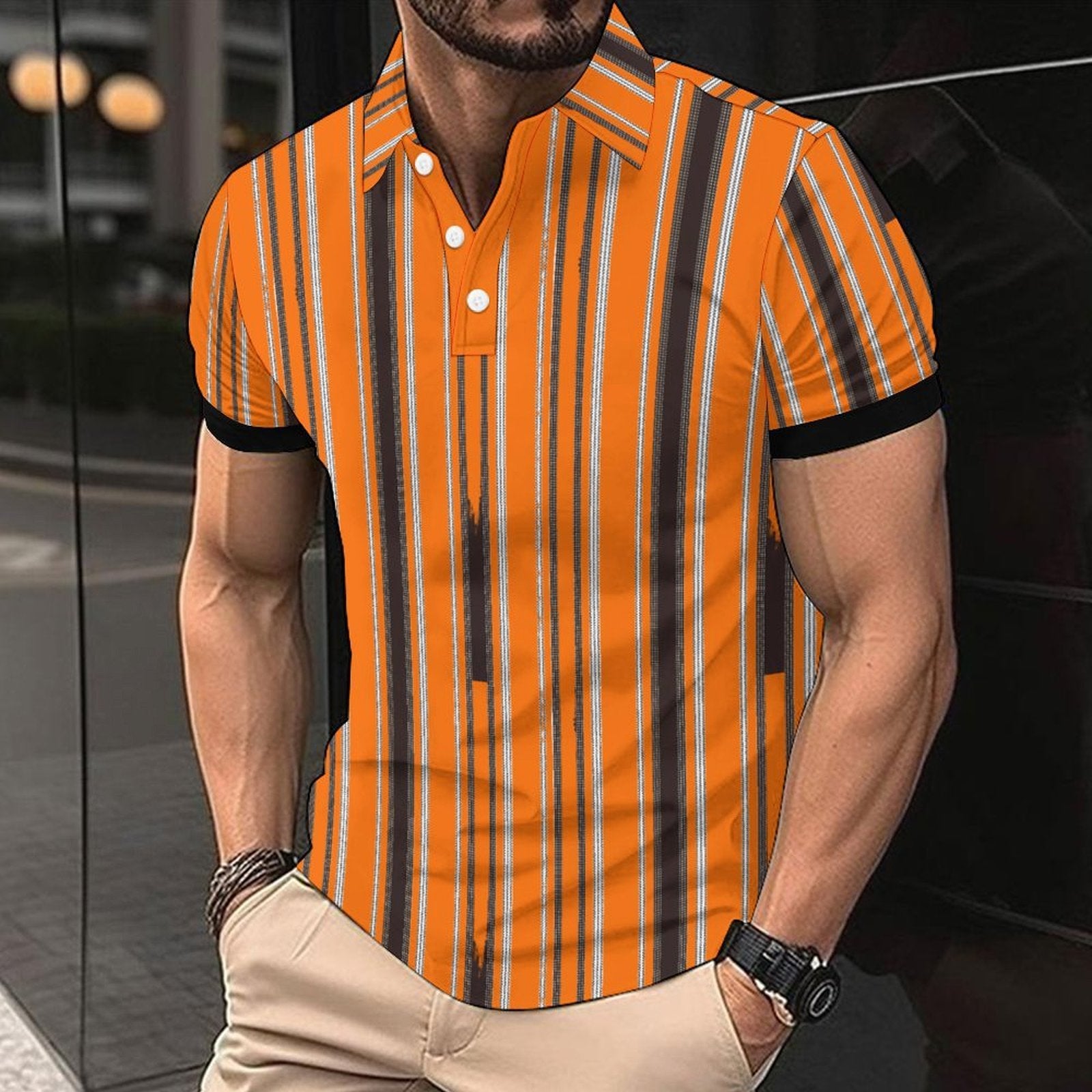 Fashion Casual Men's American Printed Short Sleeve